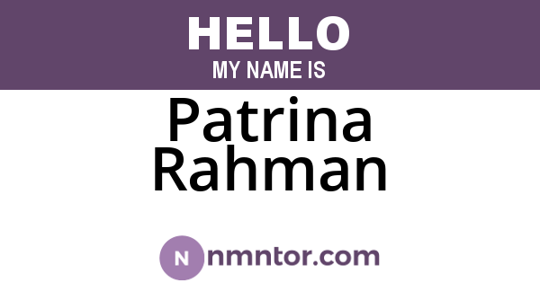 Patrina Rahman