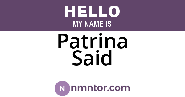 Patrina Said