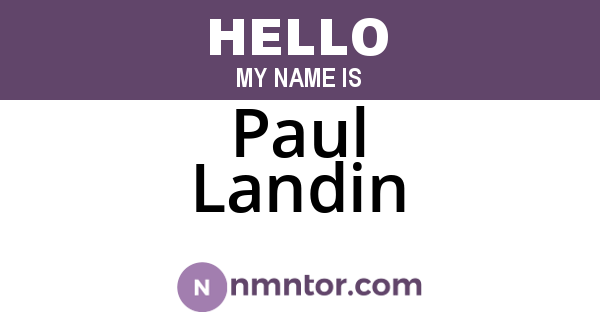 Paul Landin