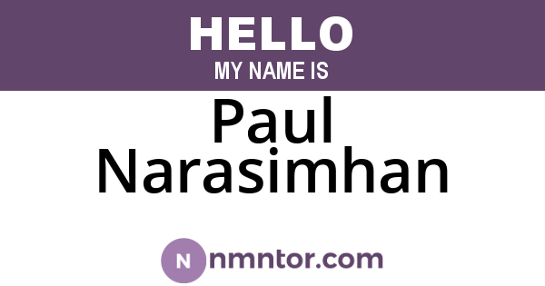 Paul Narasimhan