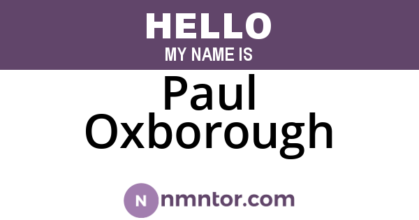 Paul Oxborough