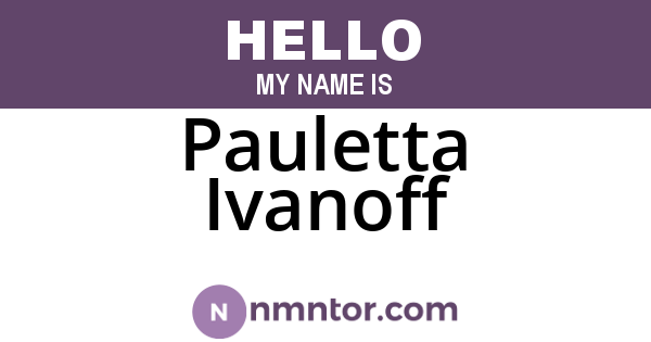 Pauletta Ivanoff