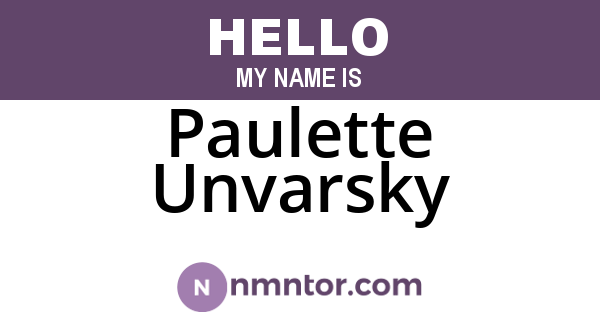 Paulette Unvarsky
