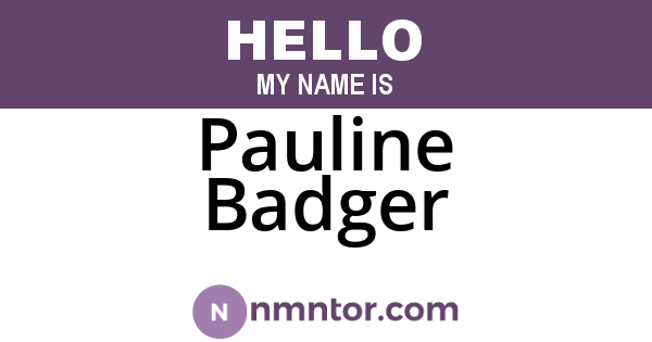 Pauline Badger
