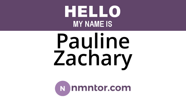 Pauline Zachary