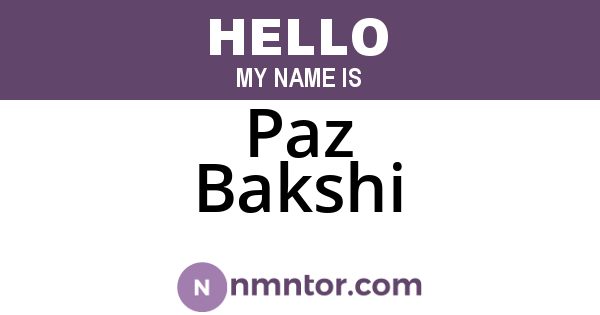 Paz Bakshi