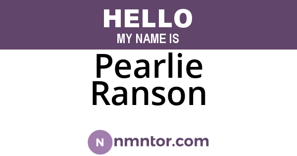 Pearlie Ranson