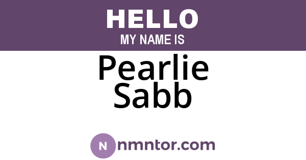 Pearlie Sabb