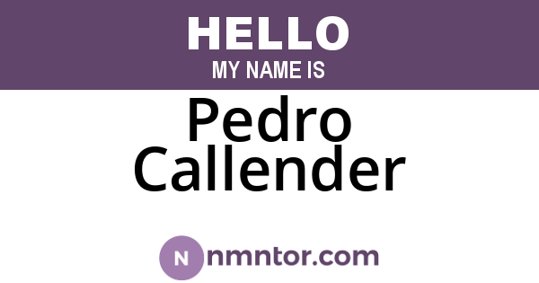 Pedro Callender