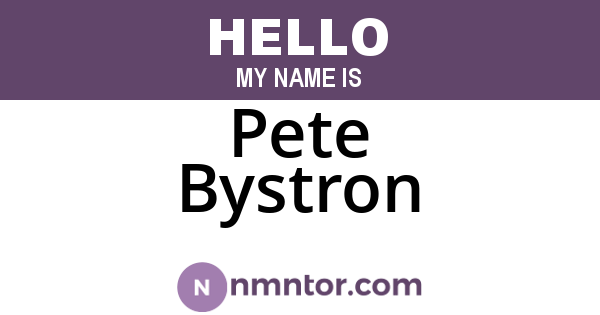 Pete Bystron