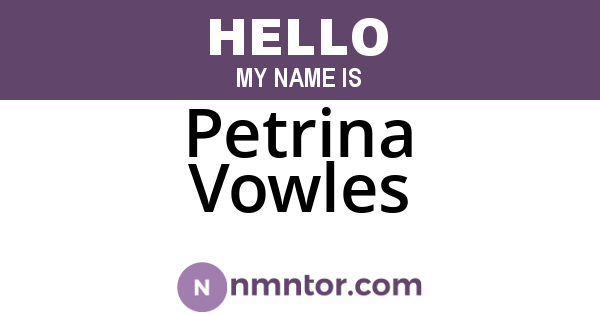 Petrina Vowles