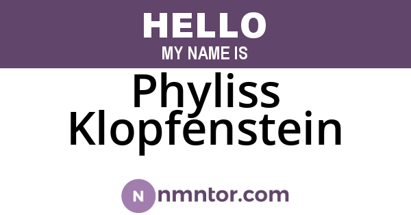 Phyliss Klopfenstein