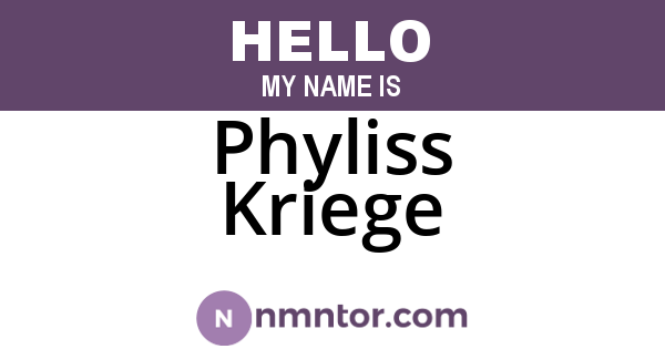 Phyliss Kriege