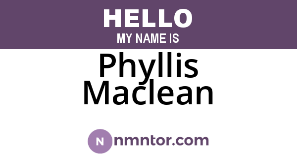 Phyllis Maclean