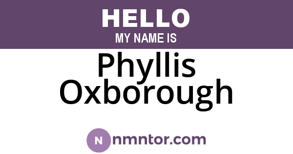 Phyllis Oxborough