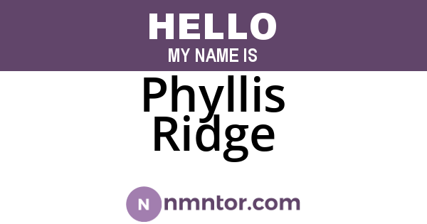 Phyllis Ridge