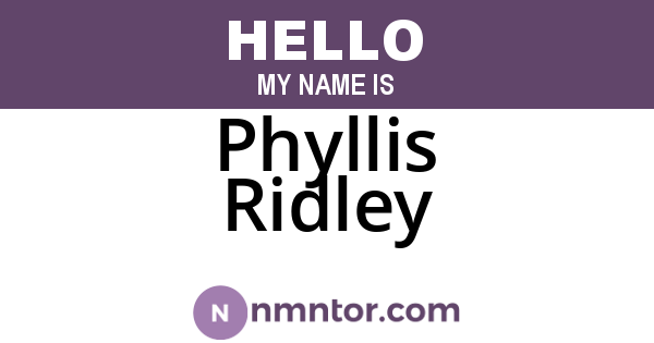 Phyllis Ridley
