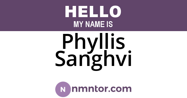 Phyllis Sanghvi