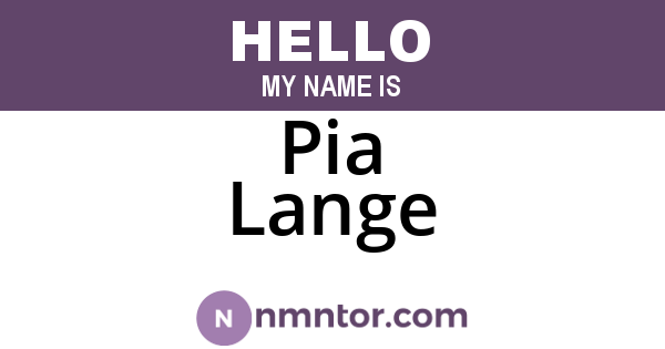 Pia Lange