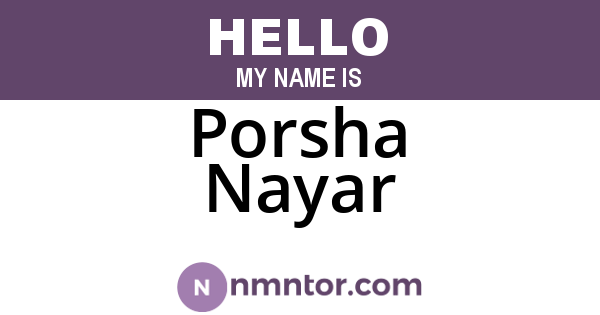 Porsha Nayar
