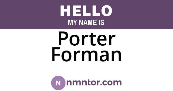 Porter Forman