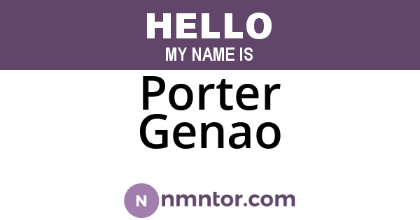 Porter Genao