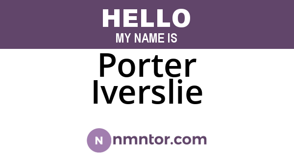 Porter Iverslie