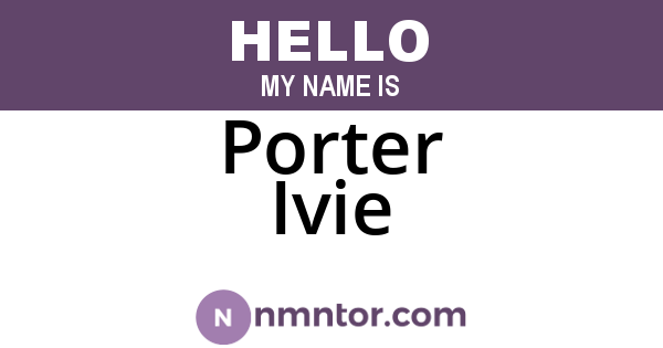 Porter Ivie