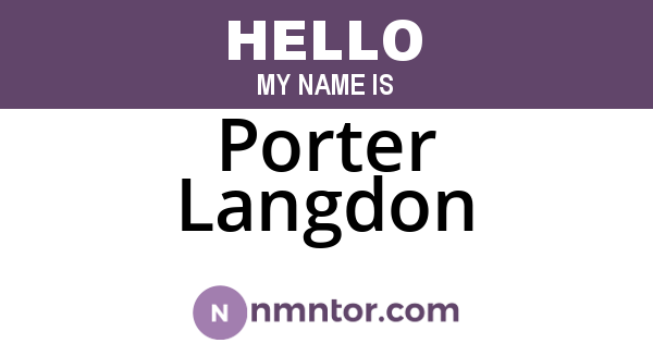 Porter Langdon