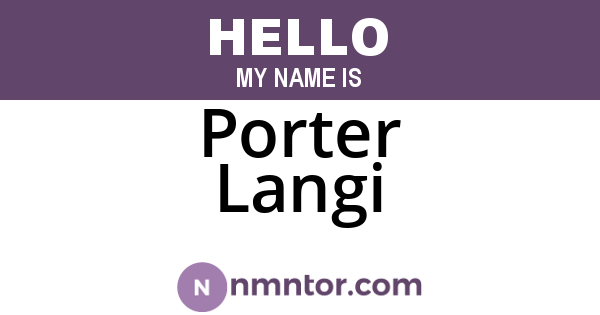 Porter Langi