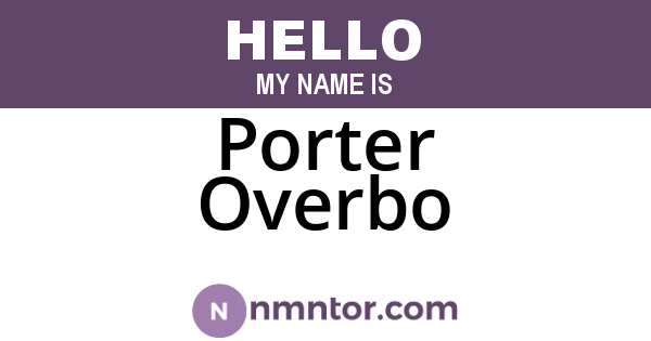 Porter Overbo
