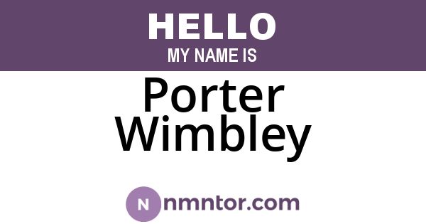 Porter Wimbley