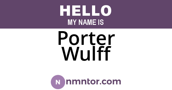 Porter Wulff