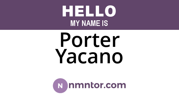 Porter Yacano