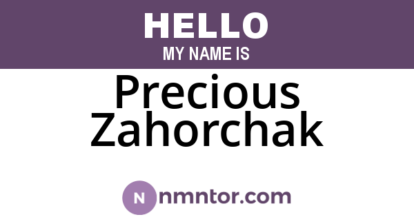 Precious Zahorchak