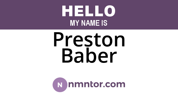 Preston Baber