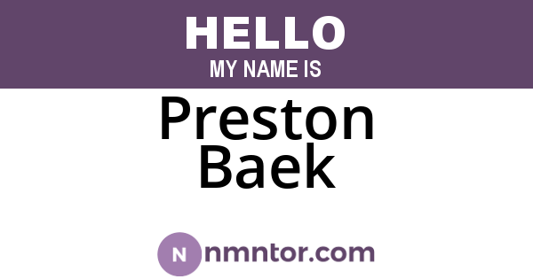 Preston Baek