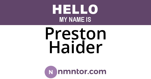 Preston Haider