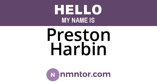 Preston Harbin