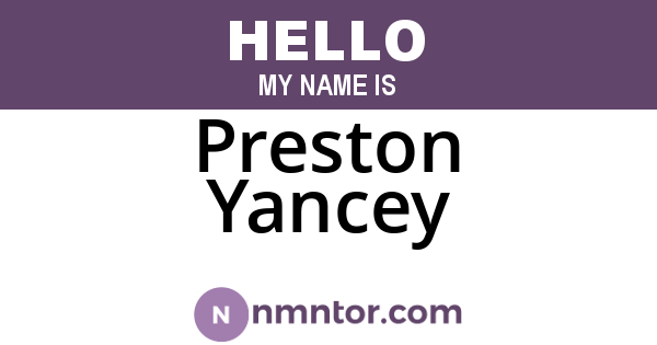 Preston Yancey