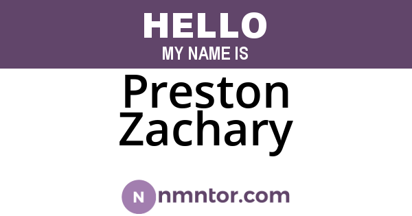 Preston Zachary