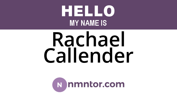 Rachael Callender