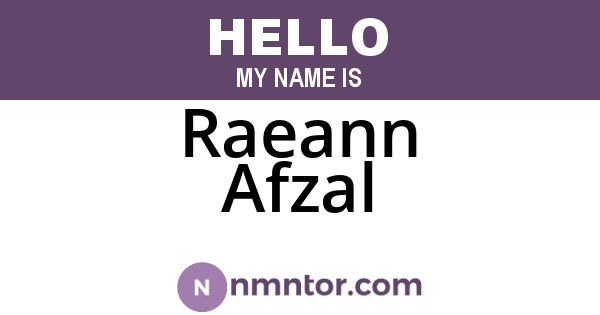Raeann Afzal