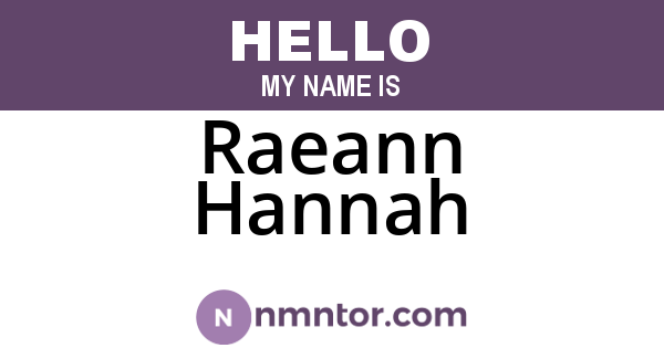 Raeann Hannah