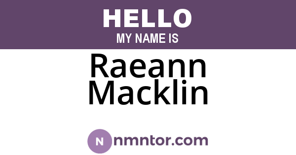 Raeann Macklin