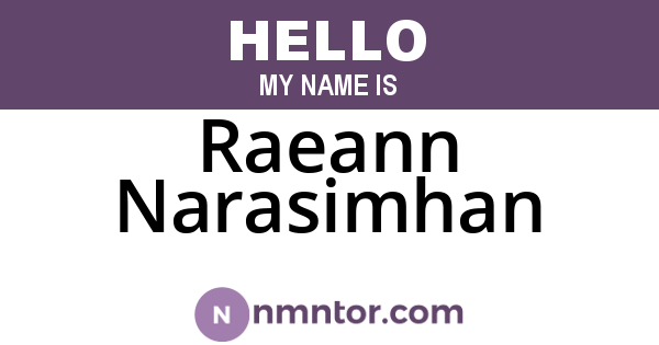 Raeann Narasimhan
