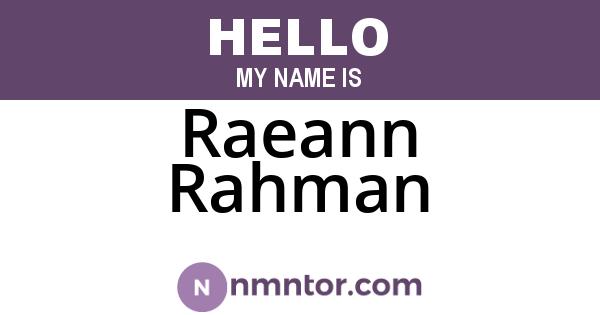 Raeann Rahman