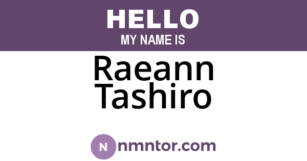 Raeann Tashiro