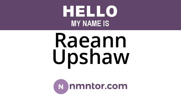 Raeann Upshaw
