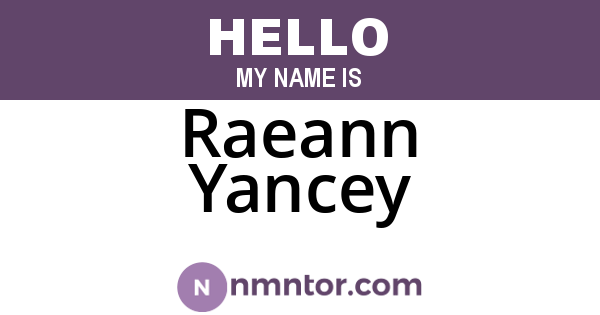 Raeann Yancey